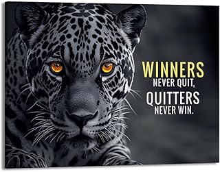 Motivational Phrases Poster Print Inspiring Words Wall Art Canvas Painting Tiger Lion Leopard Eagle Office Decor Home Decoration (SKU21,16 x20inch=(40 x 50 cm),Framed)