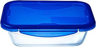 Pyrex Easy Wash Cook and Go Rectangular Container with Lid Medium 1.7 Litre Blue (Pack of 2)