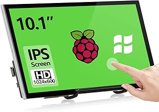 شاشة لمس راسبيري باي مطورة من هامتيسان، شاشة 10.1 انش 1024x600 صغيرة محمولة HDMI مع حامل، شاشة IPS لراسبيري باي 400/4/3/2/زيرو/B/B+ جيتسون نانو ويندوز 11/10/8/7، أسود، LCD