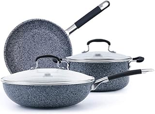 Pots,Hard Anodized Nonstick Cookware Pots and Pans Set,Wok Fryipan Soup Potokeless Induction Cooker Gas Stove 3 Piece,