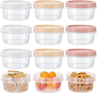 12PCS Small Food Containers with Lids, 300ml Reusable Round BPA-Free Airtight Freezer Containers Food Storage Boxs with Twist Top Lids for Kitchen Meal Prep, Microwave/Dishwasher/Freezer Safe