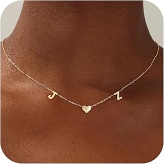 ZNBOH Gold Heart Initial Necklaces for Women 14K Gold Plated Dainty Heart A-Z Letter Pendant Necklace Cute Personalized Initial Letter Name Necklace Gold Jewelry Birthday Gifts for Women