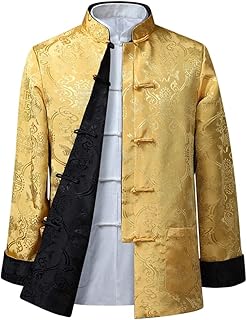 BOZEVON Mens Womens Chinese Tang Suit Tops - Spring Autumn Both Sides Coat Jacket Long Sleeve Martial Arts Kung Fu Shirts Chinese Tang Suit National Costumes