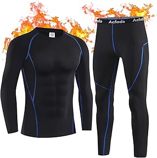 Acfoda Thermounterwäsche Herren, Skiunterwäsche Winter Warm Thermowäsche Set Weich Atmungsaktiv Thermo Unterwäsche Funktionswäsche Thermounterhemd Thermounterhose S-XXL