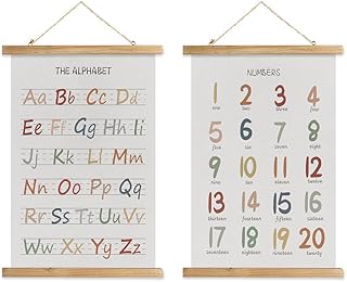 XIAOAIKA Digital table Set 2 Canvas Hanging Poster Wooden Frame Wall Sign Decor Gift for Classroom Nursery Bedroom Playroom Game Room - Ideal for Baby Kids Girls Boys Teens - Perfect Birthday