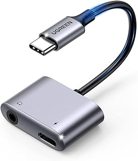 يوجرين محول صوت USB C الى 3.5 ملم، سماعة راس وشاحن من النوع سي Aux دونجل متوافق - ايباد برو 2022، اير 5، سامسونج جالاكسي S23/S23+/S23 الترا/S22، نوت 20، تاب S7 ريدمي باد