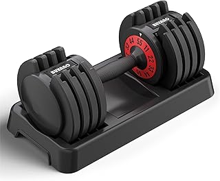 BUXANO Adjustable Dumbbell 55LB Single Dumbbell 5 in 1 Free Weight Dumbbell with Anti-Slip Metal Handle, Perfect for Full Body Workout Fitness