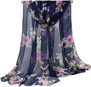 Pokeedioty Scarfs for Women Lightweight Fashion Floral Pattern Sheer Scarfs Shawl Wrap Scarves