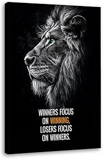 KUBAPIG Motivational Phrases Poster Print Inspiring Words Wall Art Canvas Painting Tiger Lion Leopard Eagle Office Decor Home Decoration (SKU9,12 x18inch=(30 x45 cm),Framed)