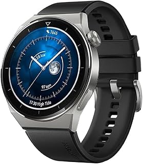 HUAWEI Watch GT 3 Pro 46 mm Smartwatch, Titanium Case, Sapphire Crystal, Diving Mode, Long Battery Life, Wireless Charging, Heart Fequence and SpO2 Monitoring, Bluetooth Calls, German Version, Black