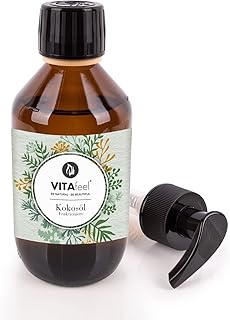 VitaFeel Coconut Oil Fractionated 250 ml in Glass Bottle with Pumper