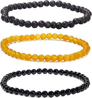 3Pcs Agate Friendship Couples Bracelets Chakra Stones Crystals Stretch Meditation 4mm Beaded Bracelets for Women