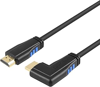 كيبل HDMI كيبل كريشن 6 قدم بزاوية قائمة 270 درجة عمودي يمين 4K HDMI 2.0، يدعم 4K Ultra HD، فيديو ثلاثي الابعاد، ايثرنت، قناة إرجاع الصوت، اسود