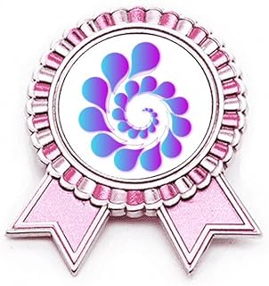 Rotating Center Spiral Droplets Badge Brooch Pin Pink Winner Award Medal