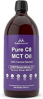 Premium Pure C8 MCT Oil | Increases Ketones 3X More Than Other MCTs | Highest 99.8% Purity | Vegan & Keto Friendly | Gluten & Dariy Free | 1000ml BPA Free Plastic Bottle | Caprylic Acid | Ketosource®