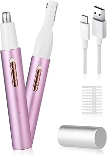 Yunmiss Nose & Eyebrow Trimmer for Women and Men,2025 Rechargeable Ear Razor & Face Shaver,Lady's Painless Portable Facial Hair Removal with Comb, Dermaplane Tool for face,Lips,Body,Leg (Pink)