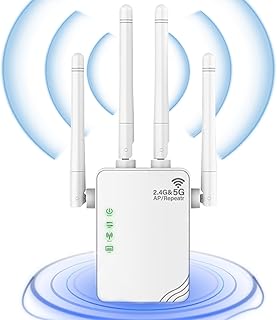 لينجي موسع واي فاي، اشارة واي فاي ثنائي النطاق 5G 1200Mbps. معزز موسع واي فاي طويل المدى. معزز اشارة واي فاي للمنزل ومكرر الانترنت.