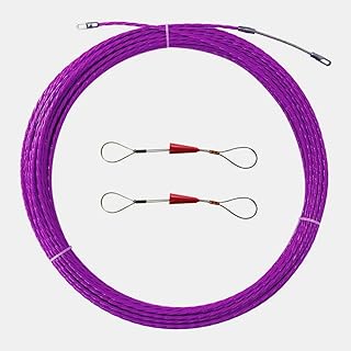 مجموعة سحب الكيبلات بطول 20 متر بطول 66 قدم من اي ار اس كورب، شريط سمك 4 ملم مصنوع من البولي ايثيلين تيرفثالات لسحب الكابلات الكهربائية وجهاز توجيه الاسلاك وقضبان السمك، ارجواني