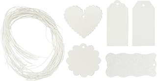 Allydrew 100 Gift Tags/Kraft Hang Tags with Free Cut String for Gifts Crafts and Price Tags, White