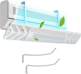 عاكس هواء مكيف الهواء 3 في 1 قابل للسحب والفصل، عاكس تهوية مكيف الهواء قابل للتعديل 180 درجة للحماية من الرياح، حجب الرياح والتوجيه (ابيض)
