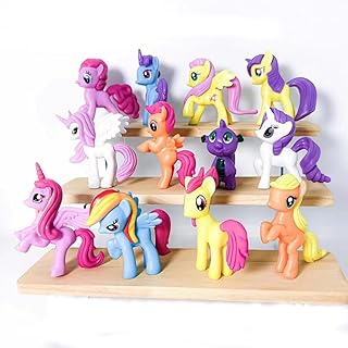 BLISSPARCEL® Collectible Figurines Set, 12 Piece Mini Toy Figures, Colorful Unicorn Characters