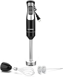 Handheld Immersion Blender, Hand Blender with 4 Point Thickened SS Blades, Milk Frother, Egg Whisk for Coffee and Milk Foam, Baby Food Puree, Smoothies, Sauces and