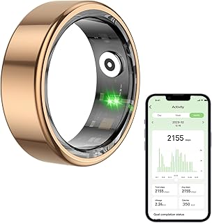 Smart Ring Health Tracker, Health Track, Heart Rate Oximetry Sleep Tracking, Workout Monitor, Heart Activity Tracking, Movement Data Recording, Waterproof Design (Rose Gold, 8#/56.9mm)