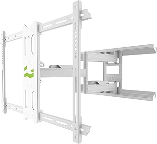كانتو حامل تلفزيون يثبت على الحائط بحركة كاملة من PDX650W للتلفزيونات مقاس 37 بوصة الى 75 بوصة | تصميم بسيط مع وصلة تمديد 22 بوصة | إدارة متكاملة للكيبلات | قابل للدوران والامالة | ابيض
