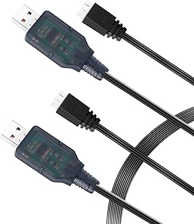 كيبل شحن سريع لشاحن USB لبطارية ليثيوم بوليمر 7.4 فولت 2s، بتيار 1A مع مقبس مموصل للسيارات بجهاز تحكم عن بعد والشاحنات والدرون والطائرات وقوراب السباق والطائرات الرباعية وبدون طيار - قطعتين