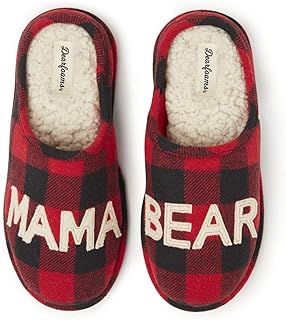 شبشب Dearfoams النسائي مطبوع عليه Mama Bear Plaid Clog