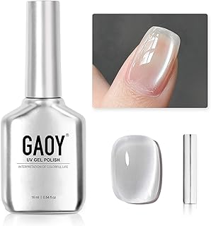 GAOY - Glitter Cat Eye Gel Nail Polish, 15ml Holographic Glitter Gel Polish with Magnet Translucent Reflective