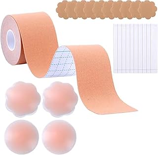 Adhesive Bra Push Up Boob Tape, Breast Tape Set for Women, Large Breast Backless Bra with Double-Sided Adhesive Body Skin Tape and Silicone Breasts Cover, Adhesive Bra Large Bust, Skin Color,