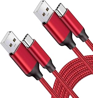 كيبل شحن سريع USB نوع C بطول 10 قدم، اسلاك شحن طويلة لسامسونج جالكسي نوت 9 10، S10 S10e S20 بلس، A10e A20 A50 A70 A01 A51، ال جي ستايلو 6 5 4 G8X G8 G7 V60 V50 V40 ThinQ,K51، موتو جي (نايلون احمر)