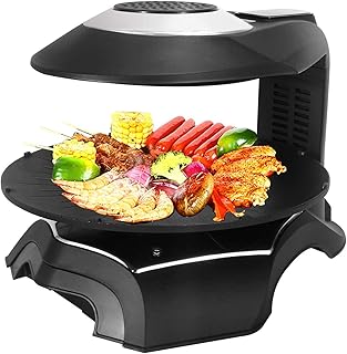 HAKgskk 3D Infrared Electric Griddles Barbecue Oven Commercial Home Kitchen BBQ LCD Touch Screen Grill Griller Temperature Timer Control for Indoor Outdoor Parties(Black)