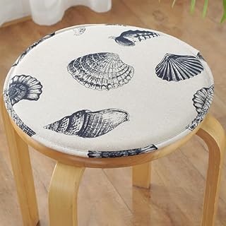 XIAO HUA Round Bar Stool Cushions,Non-Slip Seat Pad with Ties,Cotton Linen Stool Cover Breathable Chair Pad Cushion for Office Student Dining Chairs E 45x45cm(18x18inch)