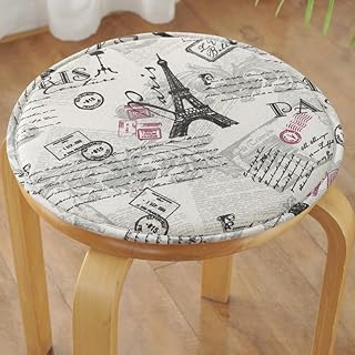 XIAO HUA Round Bar Stool Cushions,Non-Slip Seat Pad with Ties,Cotton Linen Stool Cover Breathable Chair Pad Cushion for Office Student Dining Chairs F 45x45cm(18x18inch)