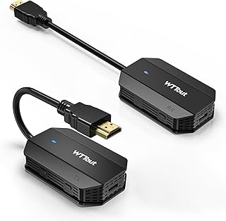 جهاز ارسال واستقبال HDMI لاسلكي من دبليو تي اوت، موسع نطاق طويل 165 قدم، التوصيل والتشغيل، يدعم 2.4/5GHz لبث الفيديو/الصوت الى التلفزيون/الشاشة/جهاز العرض من الكمبيوتر / الكاميرا / اللابتوب