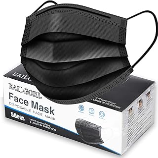 50pcs 3-Ply Disposable Face Mask Breathable Black Masks