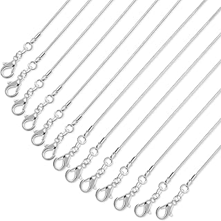 25 Pack Chains for Jewelry Making, Paxcoo Necklace Chains Bulk Silver Plated Snake Chains for Necklace Jewelry Making, 1.2 mm (20 Inches)