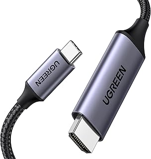 يوجرين كيبل USB C الى HDMI بطول 2 متر 3.1 نوع ثاندربولت 3 4K 60Hz UHD محول هيكل الومنيوم متوافق مع ماك بوك برو M2 2022 جالكسي S22 S22+ كروم بكسل انفي 13 هواوي P50