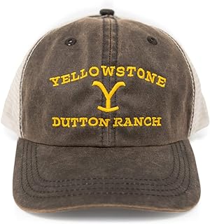 قبعة يلوستون داتون رانش مطبوع عليها شعار As Seen On Yellowstone Brown Washed Hat، من بارامونت نتوورك، بني، مقاس واحد