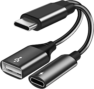 محول USB C الى USB مع شحن من النوع C، مقسم او تي جي 2 في 1 نوع C 3.0 مع شحن سريع 60 واط متوافق مع جالكسي اس 22 واس 21 واس 20 واس 20 بلس ونوت 20/10 وسويتش وال جي في 40 وV30 وG8 وبكسل 4 اكس ال وجوجل تي