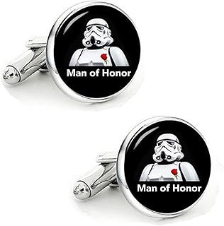 Kooer Classic Wedding Cufflinks Personalized Star Cuff Links Jewelry Gift For Groom Best Man Groomsman Bridesman