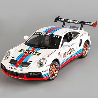 لعبة سيارات بورش 911 GT3 RS RSR تيربو اس مصبوبة، نموذج سيارة بورش قابلة للتجميع، سيارة سباق رياضية تعمل بالسحب للخلف مع ضوء وصوت للاولاد من سن 3 سنوات فما فوق، هدايا