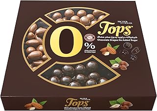 شوكولاتة توبس دراجية بدون سكر لوز وبندق 400 جم Tops Dragee Chocolate Without Sugar Almonds And Hazelnuts 400 g