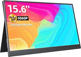 شاشة كمبيوتر محمولة كيه كيه سمارت 15.6 انش FHD 1080P USB-C IPS مع مكبرات صوت HDMI من النوع C، شاشة خارجية للابتوب/ماك/الكمبيوتر/Xbox/PS4، غطاء ذكي وحامل فيسا