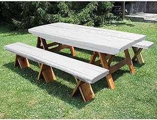 Wood plank Fitted Tablecloth, 3 Pieces Set, Wood plank texture print, for outdoor picnic parties, 28 x 72 Inch