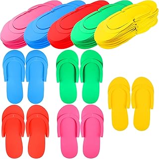 60 Pairs Disposable Pedicure Slippers Foam Flip Flops Disposable Flip Flops Multi Color Foldable Pedicure Slippers for Guests Salon Spa Hotel Women