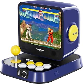 UNICO Capcom Retro Station Games Arcade Console with 8 inch HD Screen, 10 in 1 Mega Man / Street Fighter Game Machine, Adjustable Monitor Angle Game Player for Kids & Adult