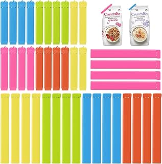 Wosyoodo 40 Pcs Food Clips, 2 Sizes & 5 Colours Bag Clips for Food Storage, Reusable Food Bag Clips, Food Bag Clips for Food Storage, Bag Clips Food Bags Freezer Bag Clips for Nacks, Food, Sandwich